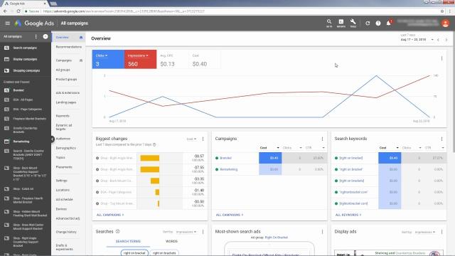 Google Ads service dashboard managed by a certified Google Ads freelancer for campaign optimization